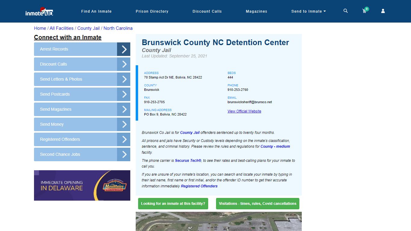 Brunswick County NC Detention Center - Inmate Locator - Bolivia, NC